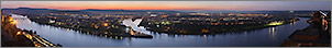 Panorama Bilder Koblenz Deutsches Eck - Blick von der Festung Ehrenbreitstein aus auf das abendliche Deutsche Eck - p001
